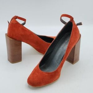 Jeffrey Campbell Leather Suede Mary Jane Block Heels In Rust Size 8.5